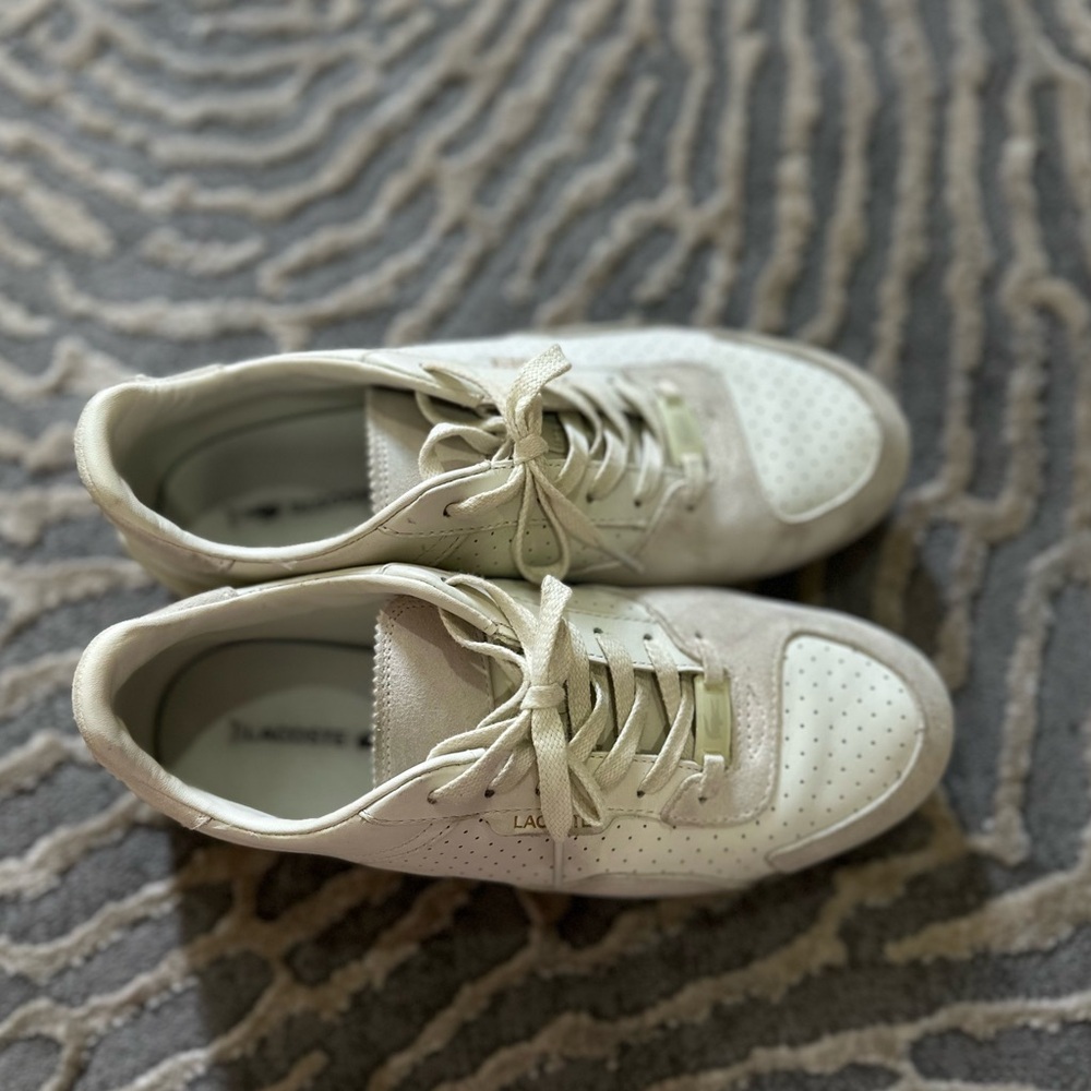 lacoste shoes, suede and leather cream color used but like new size us 6/eu 37